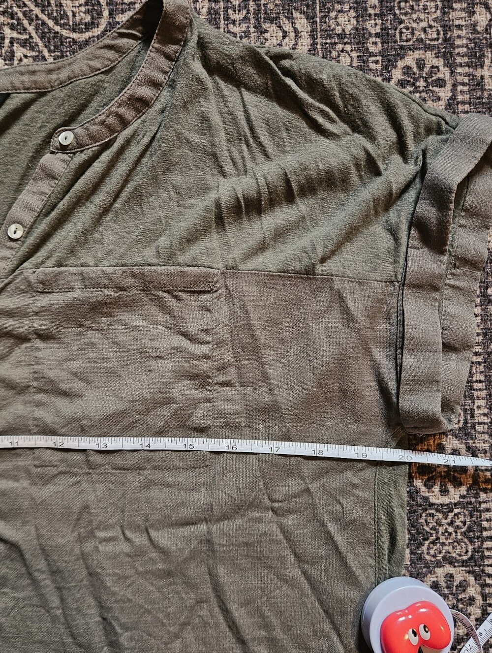 Lucky Brand Olive Short-Sleeve Button-Front Top - Picture 4 of 5